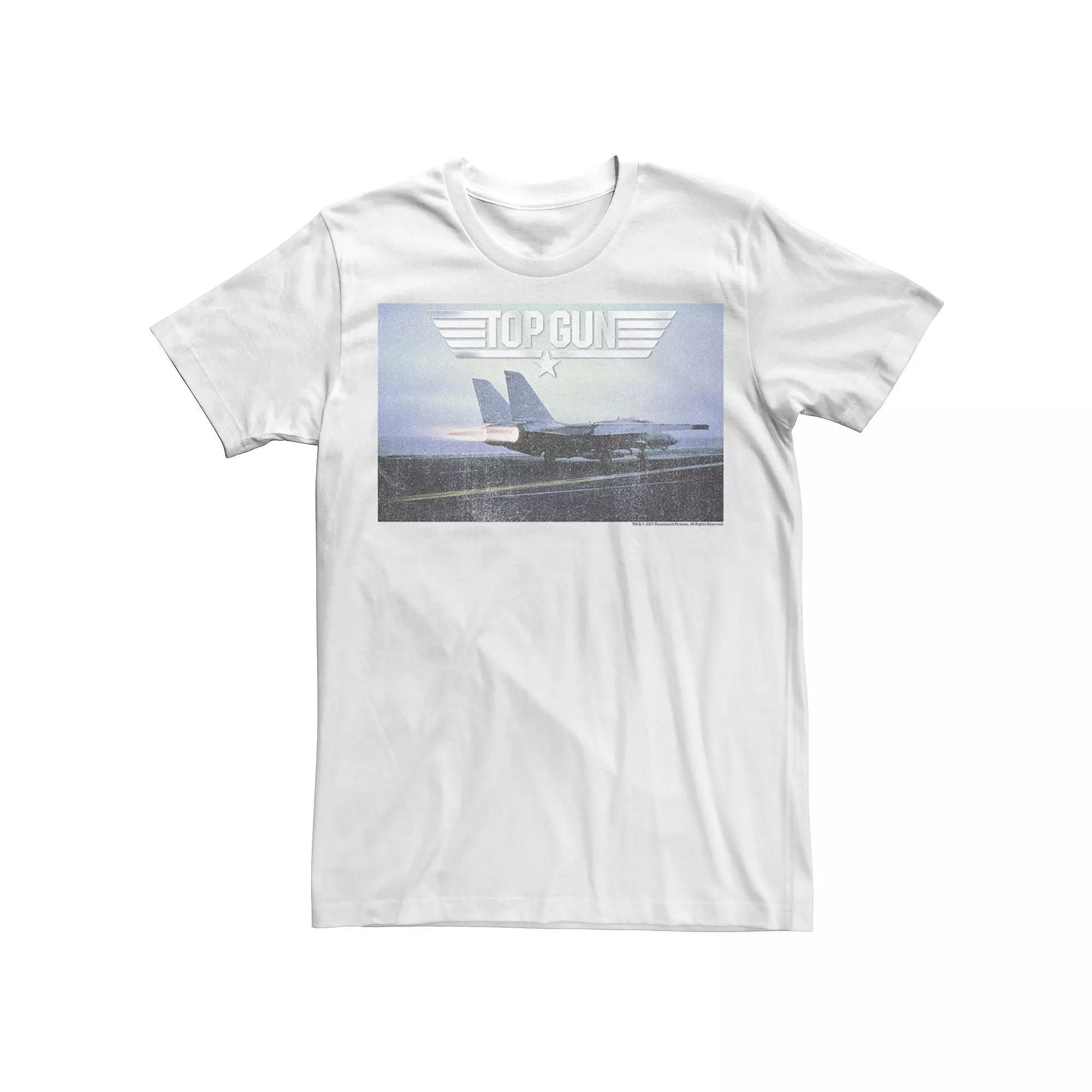 Men's Top Gun Jet and Logo Photo Tee, Size: XS, White Product Image