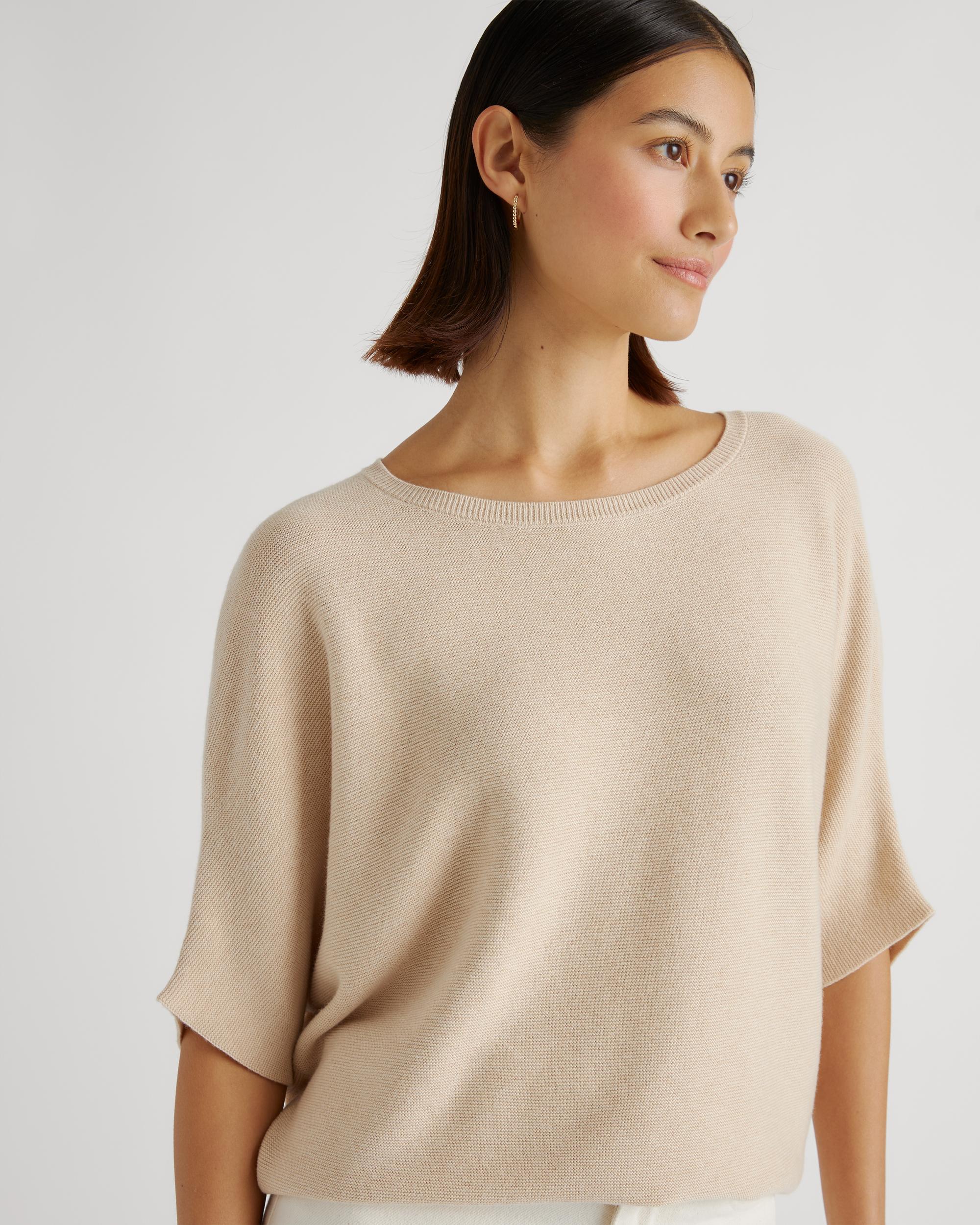 Quince | Women's Lightweight Cotton Cashmere Link-Stitch Dolman Sweater Size XS Product Image