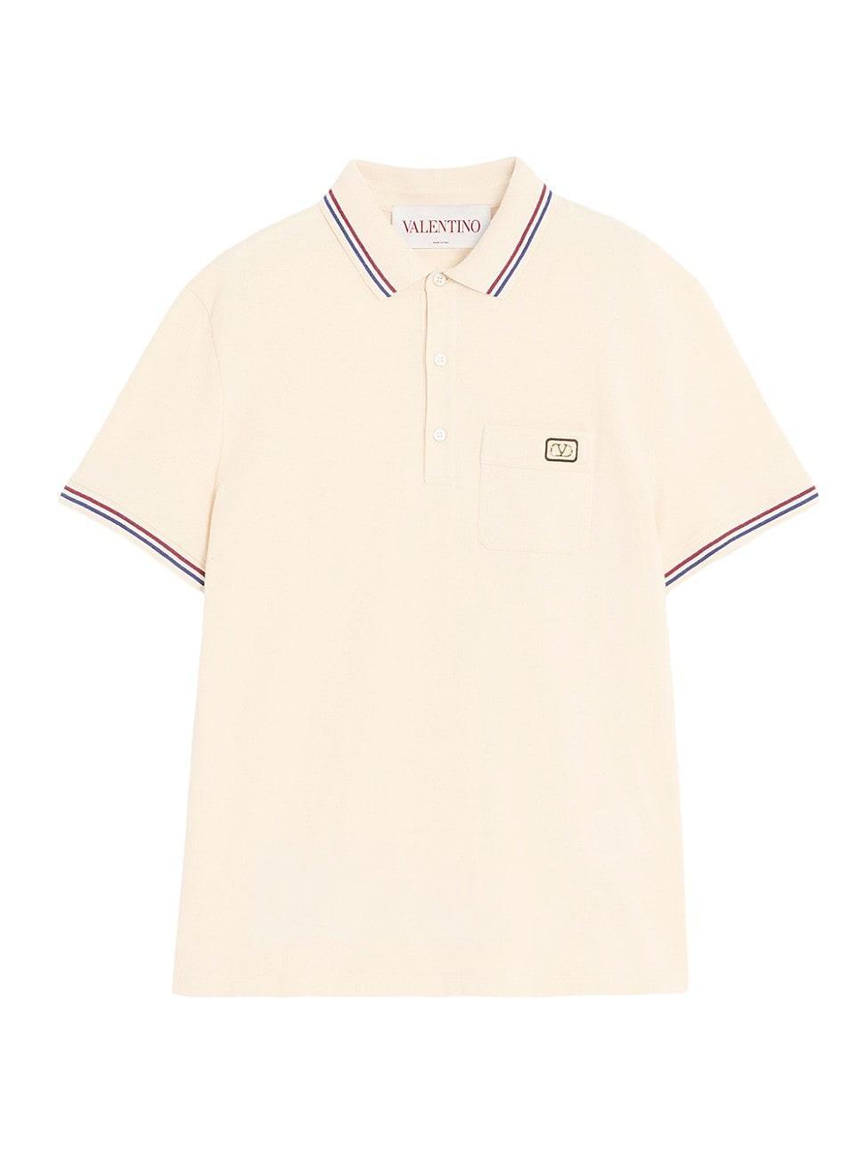 Mens Cotton Piqu Polo Shirt with VLogo Patch Product Image