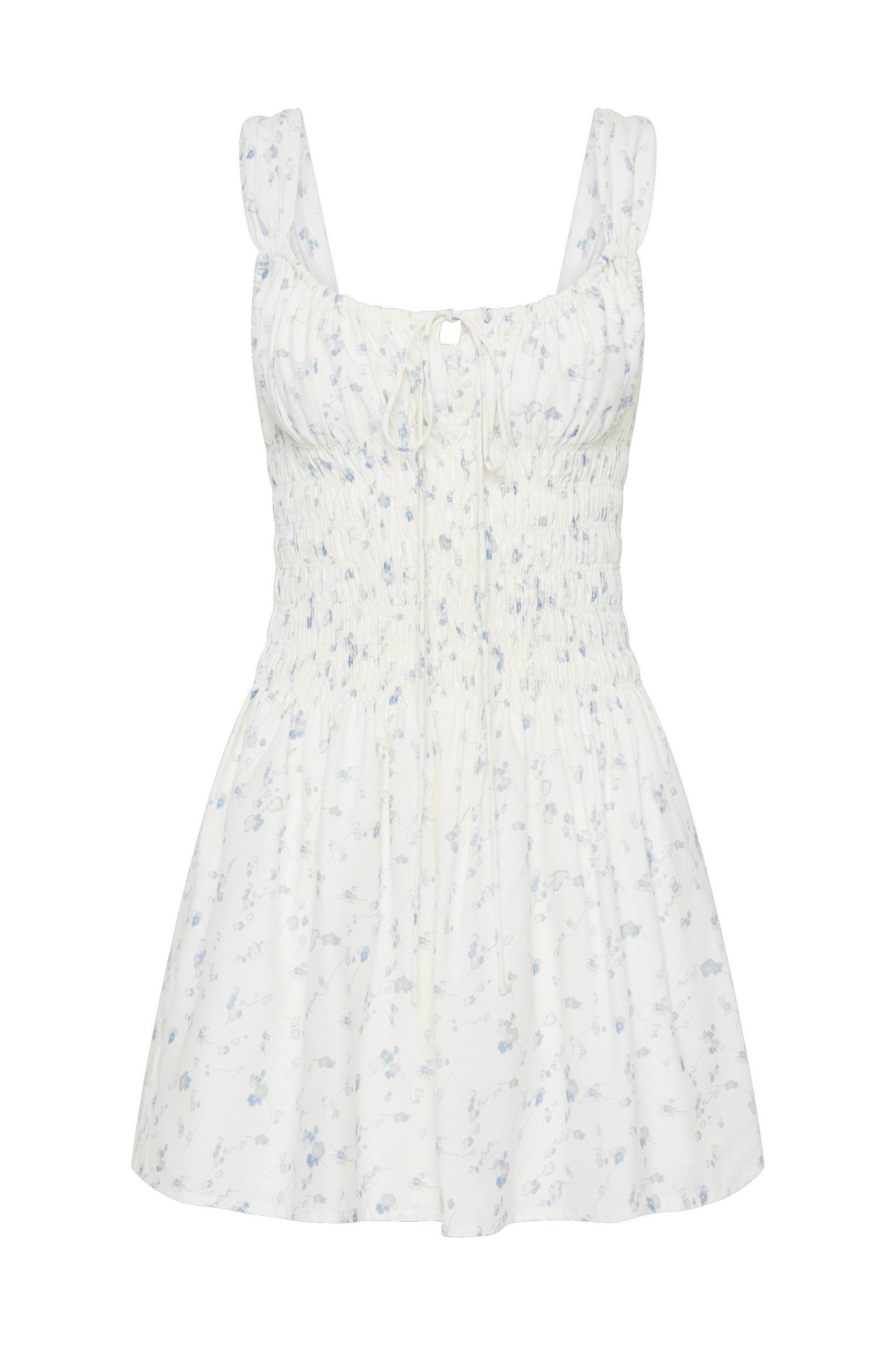 Yerres Mini Dress Blossom Egg Shell Powder Blue Product Image