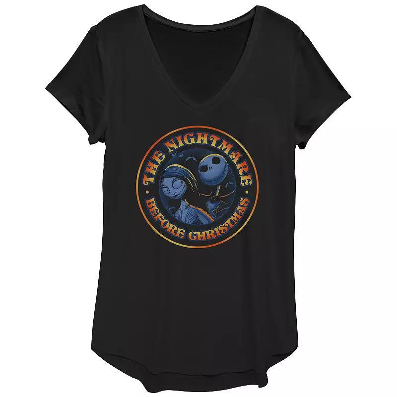Disneys The Nightmare Before Christmas Jack Skellington And Sally Stamp Womens Graphic Tee Product Image