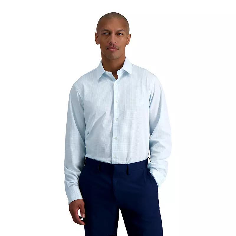 Men's Haggar® Smart Wash® Slim Fit Wrinkle Free Dress Shirt, Size: 17.5-34/35, Blue Graph Check Product Image