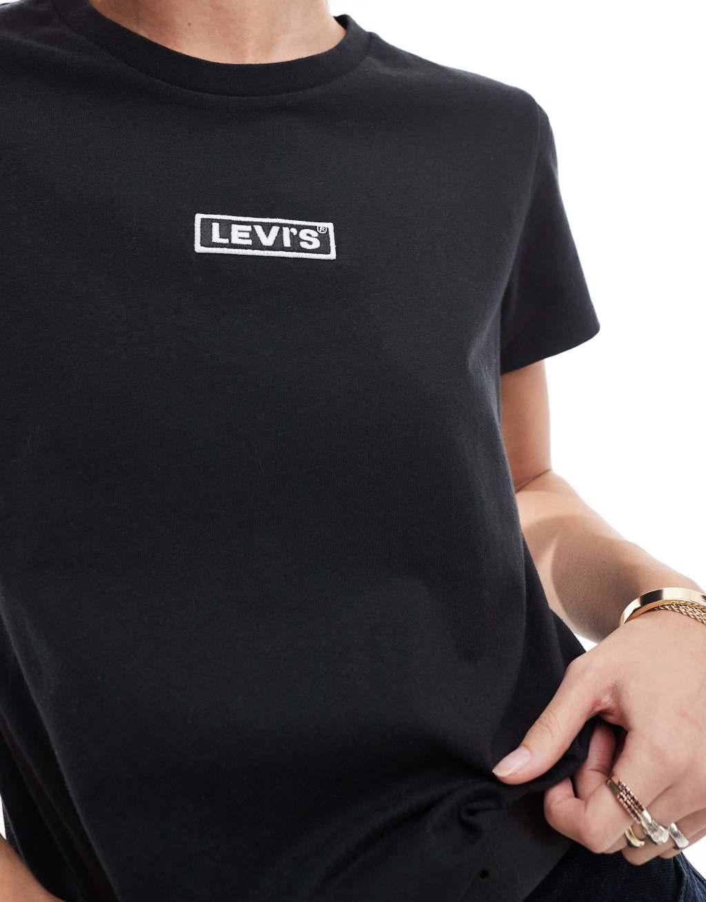 Levi's perfect shine box tab logo t-shirt in black Product Image