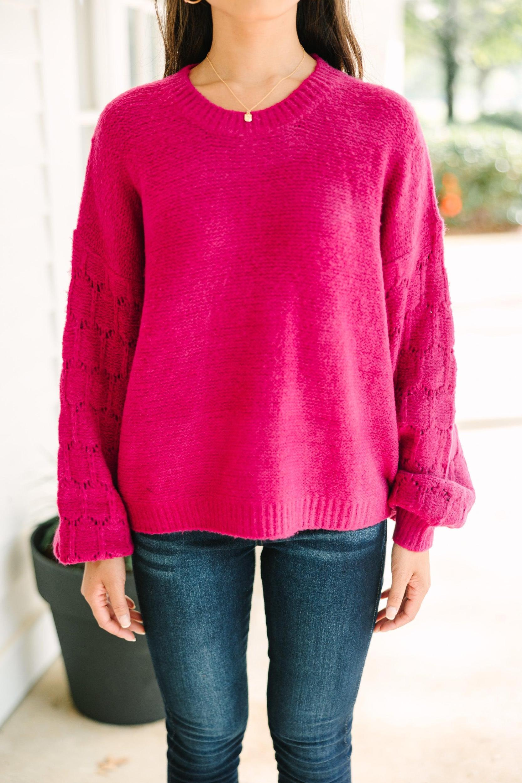 Feeling Close To You Magenta Purple Textured Sweater Female Product Image