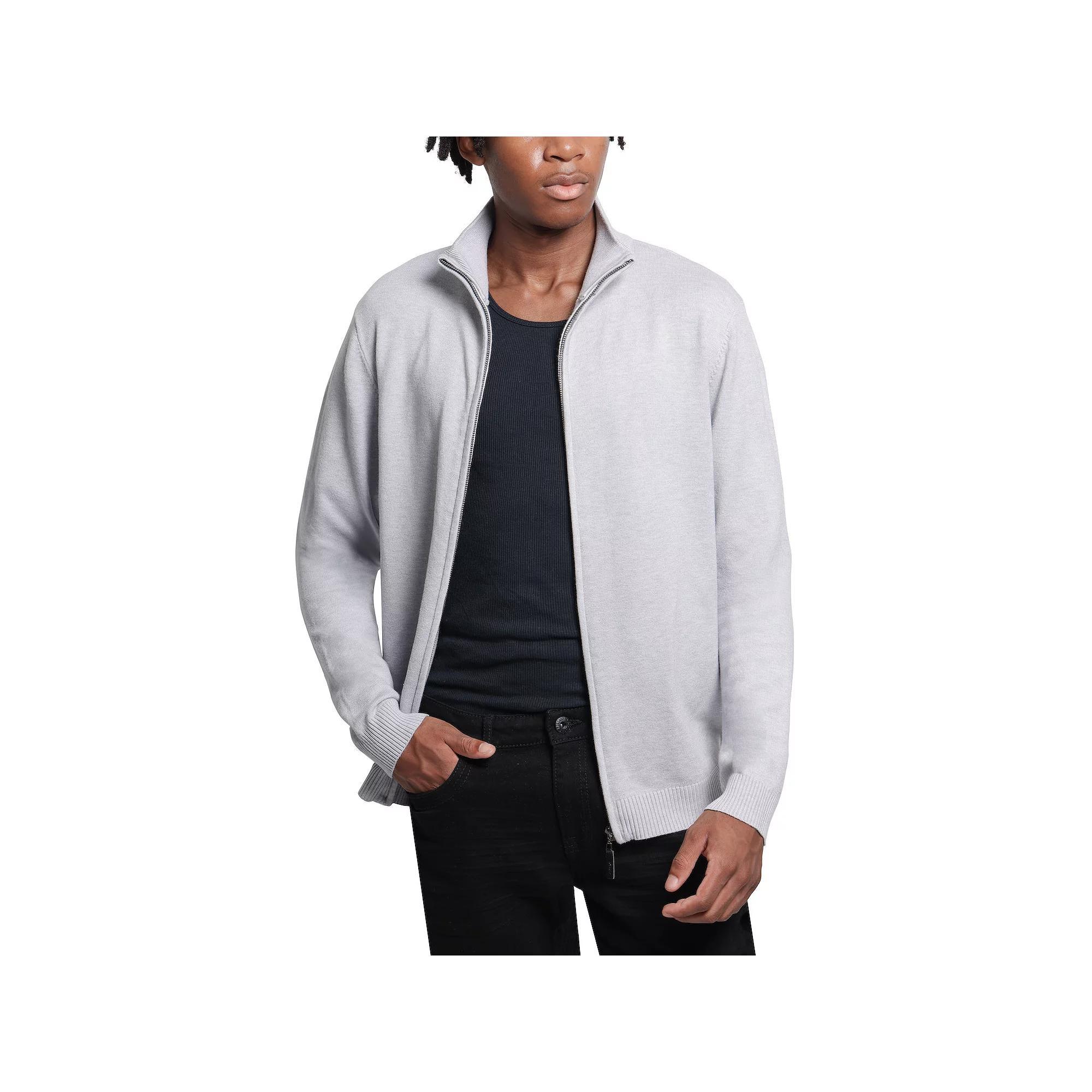 Men's Xray Full Zip Mockneck Sweater, Size: Small, Light Grey Gray Product Image