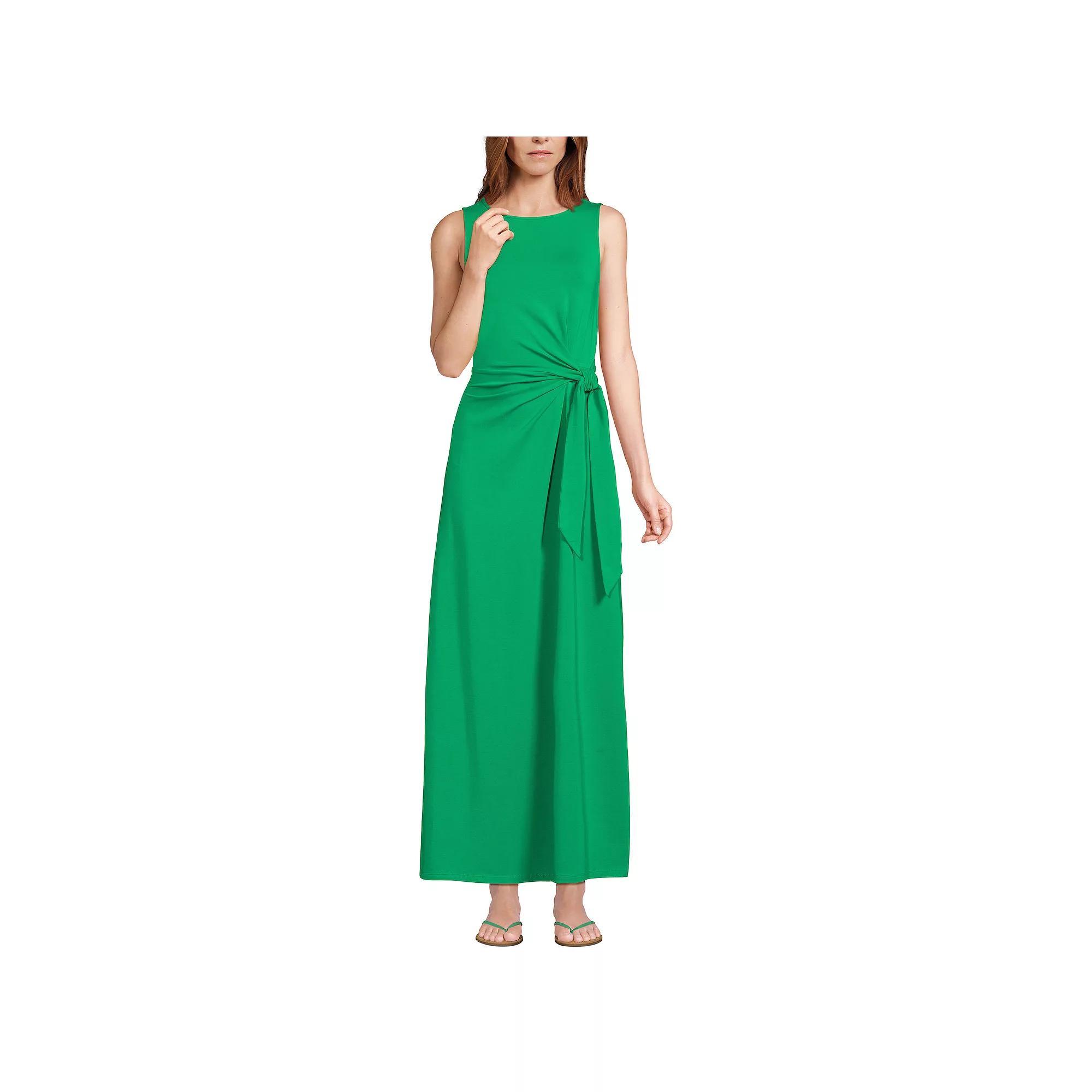 Women's Lands' End Cotton Modal Sleeveless Tie Waist Maxi Dress, Size: XS, Black Product Image