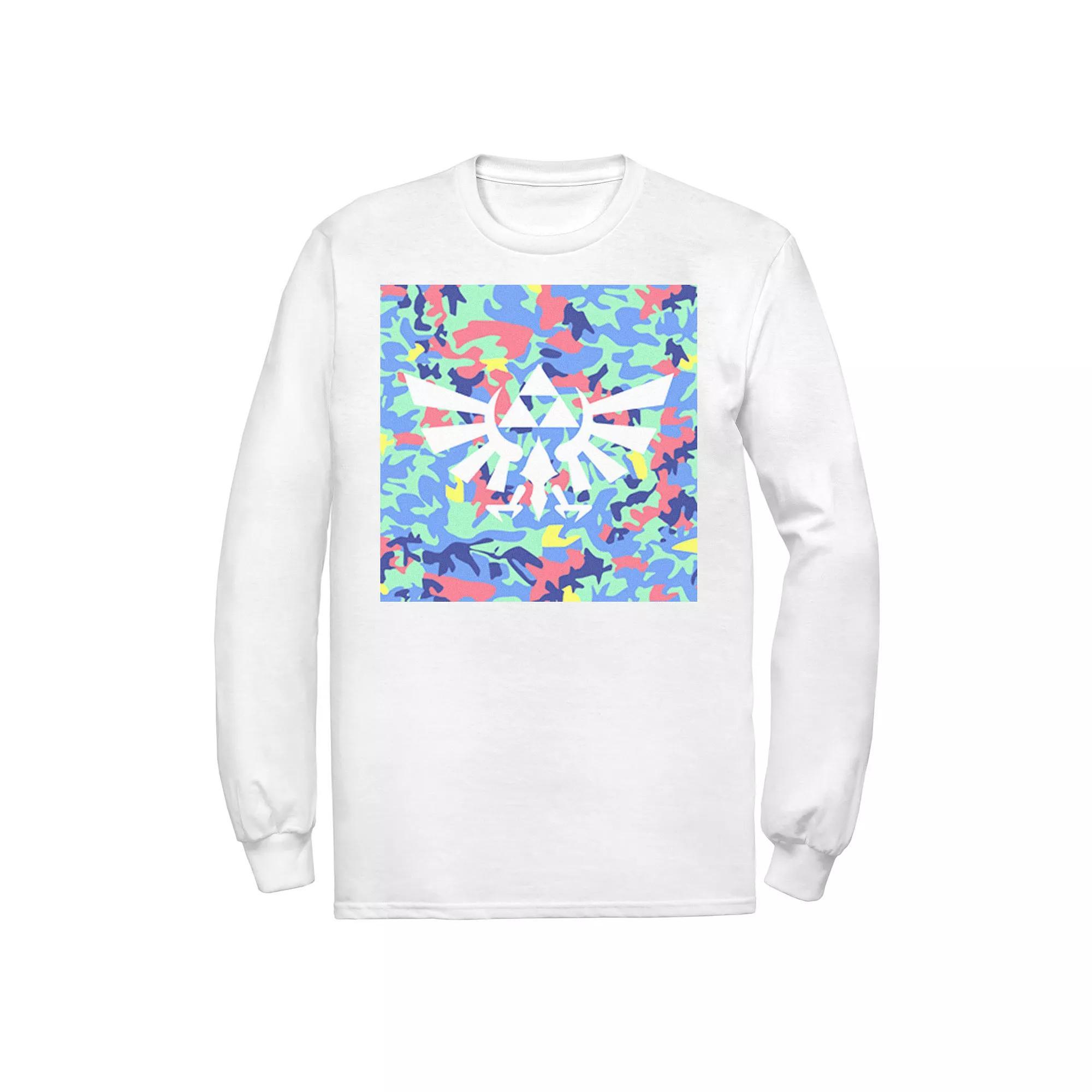 Men's Zelda Neon Camouflage Crest Tee, Size: Medium, White Product Image