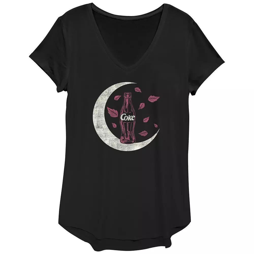 Juniors' Coca-Cola Bottle Autumn Style V-Neck Graphic Tee, Women's, Size: XS, Black Product Image