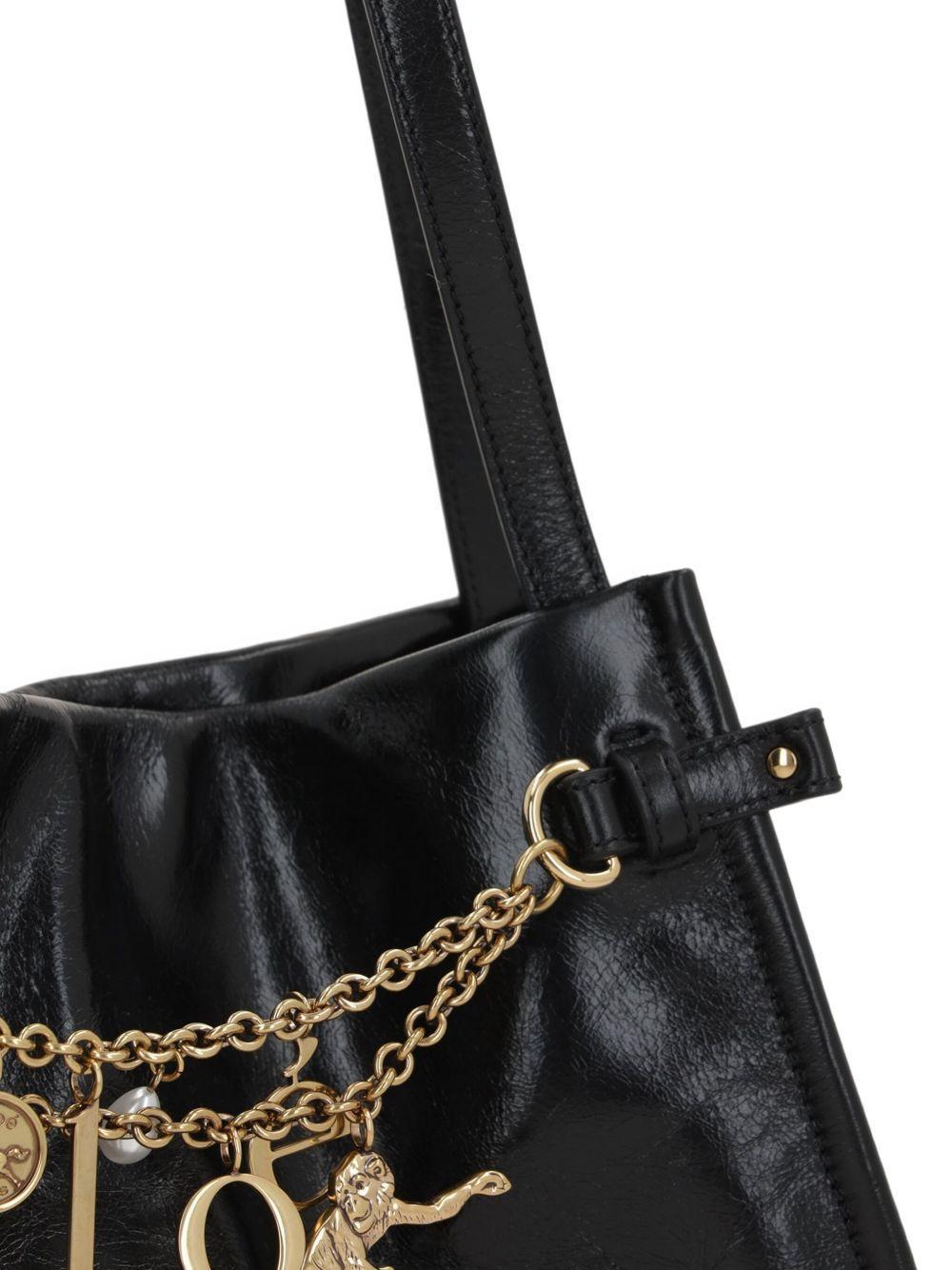 Charms embellished leather tote bag Product Image