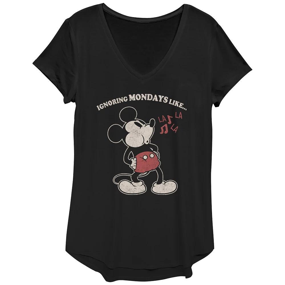 Disney's Mickey Mouse Ignoring Mondays Like La La La Women's Graphic Tee, Size: XS, Black Product Image