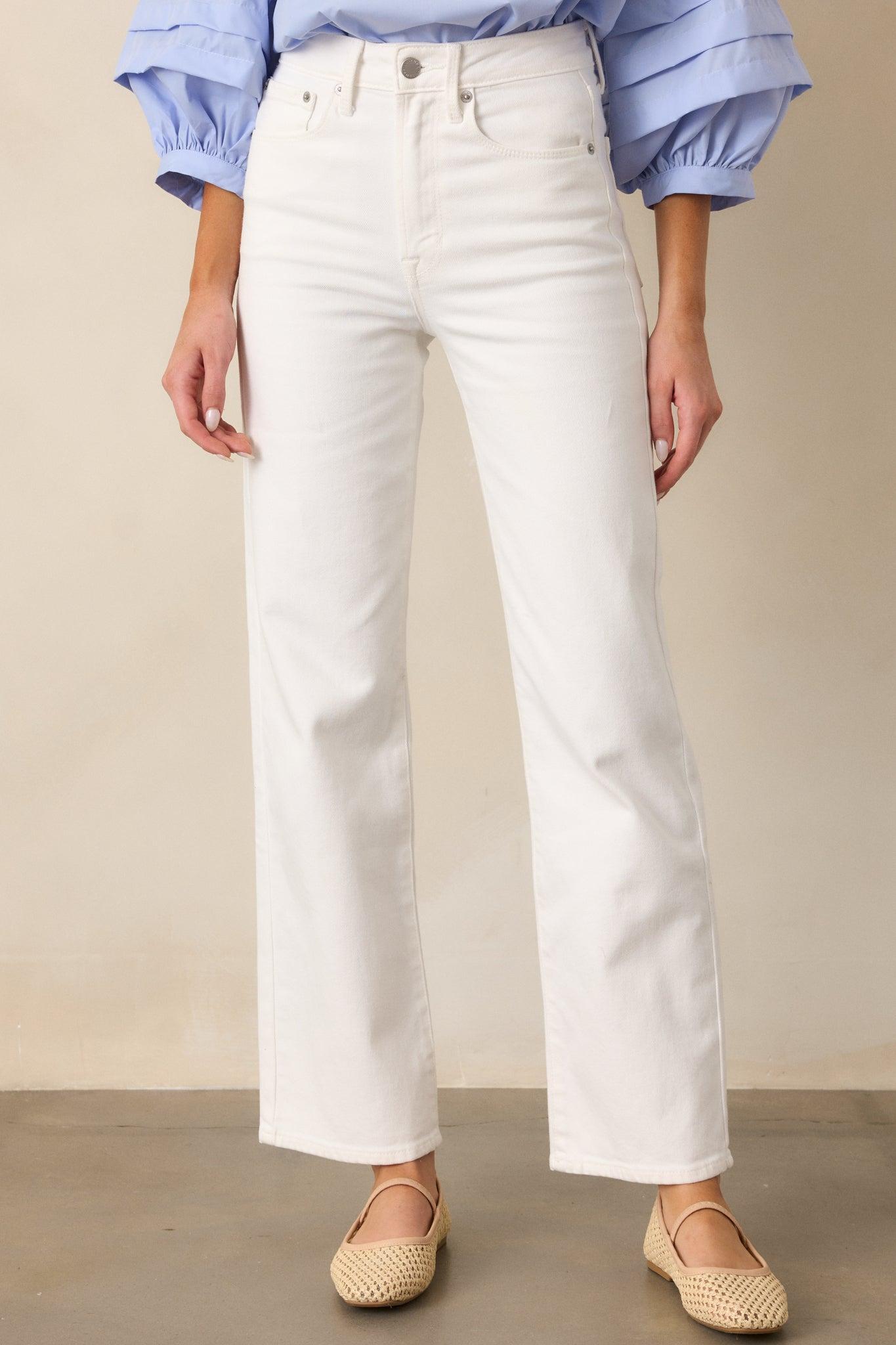 Limitless Time White Straight Leg Jeans Product Image