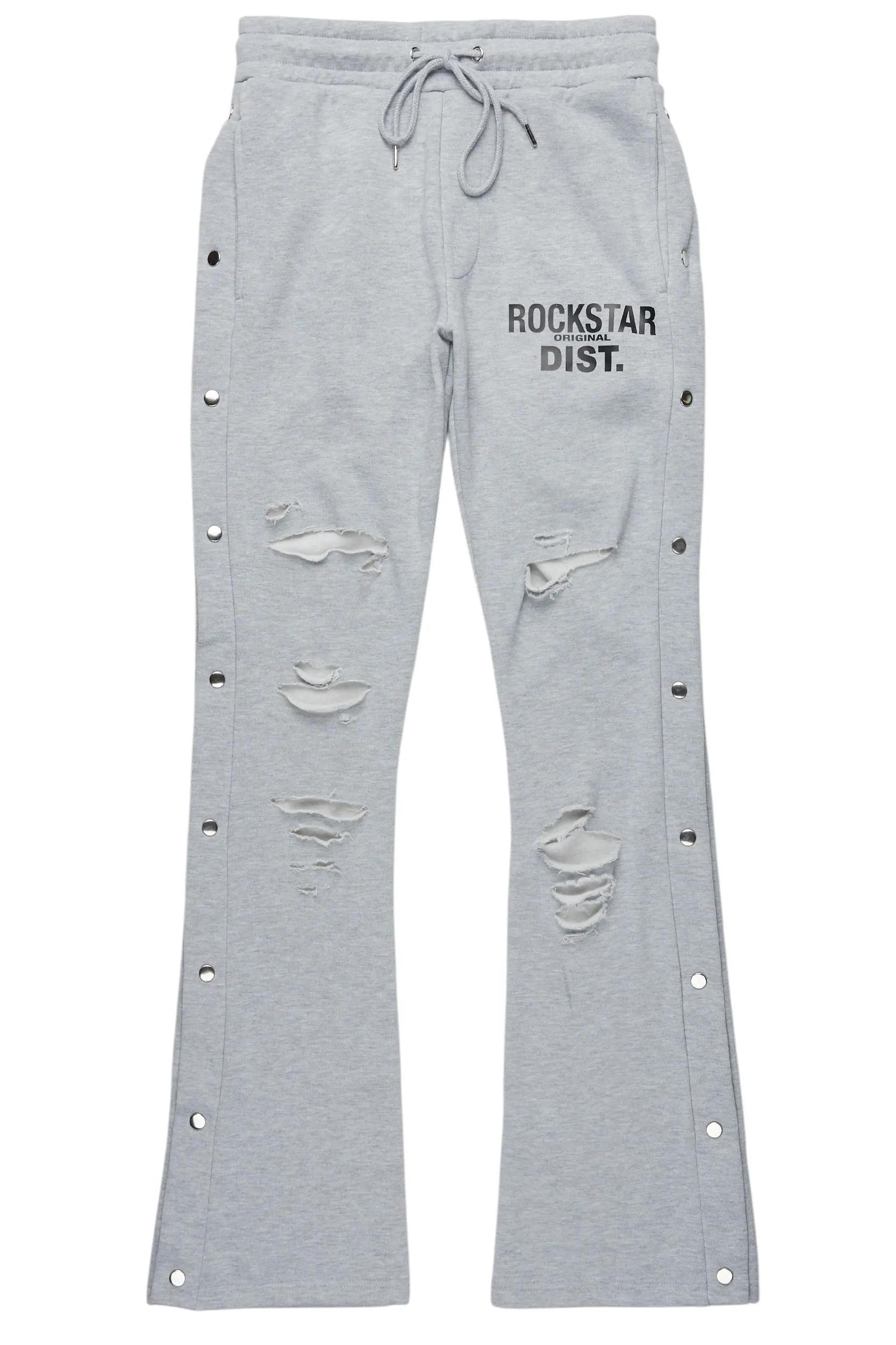 Chance Heather Grey Baggy Snap Button Pant Male Product Image