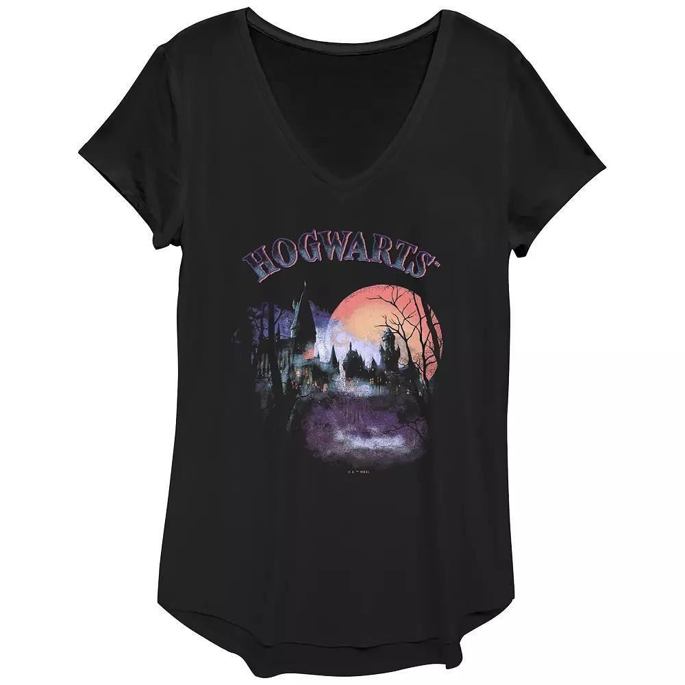 Juniors Harry Potter Spooky Hogwarts V-Neck Graphic Tee, Womens Product Image