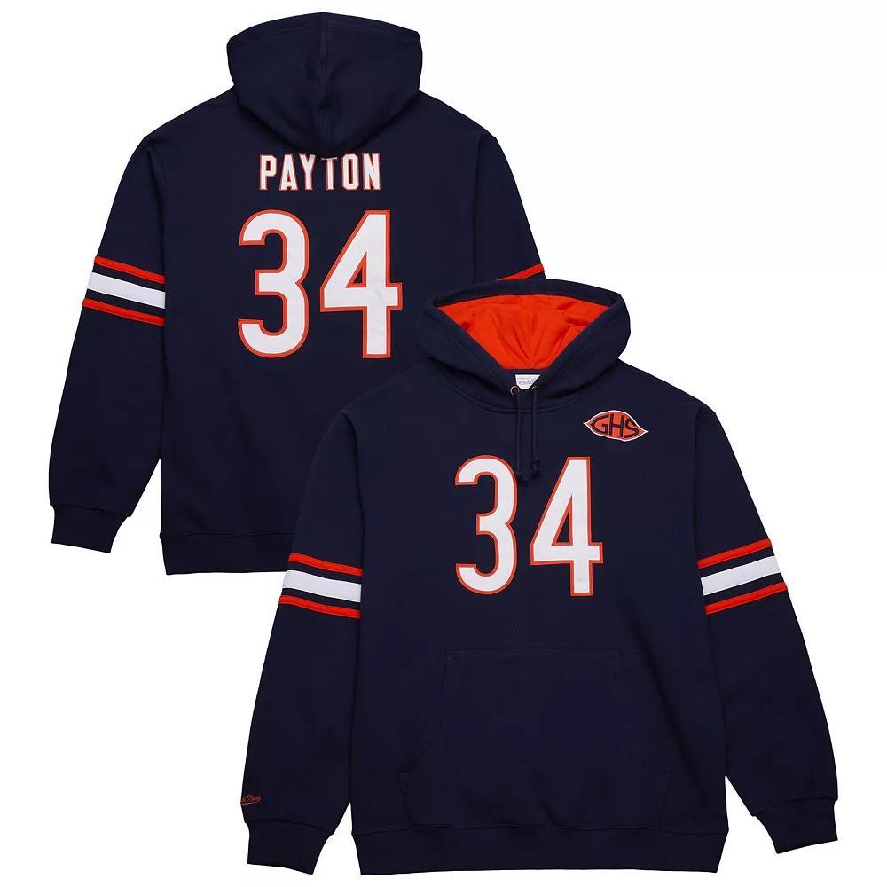 Men's Mitchell & Ness Walter Payton Navy Chicago Bears Retired Player Name & Number Pullover Hoodie, Size: Large, Blue Product Image
