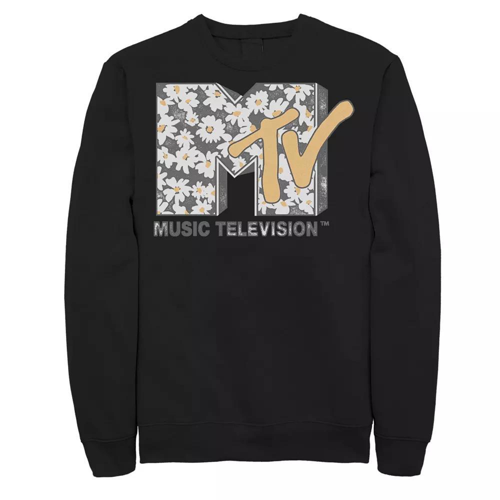 Big & Tall MTV Daisy Flowers Logo Graphic Fleece Pullover, Men's, Size: XXL Tall, Black Product Image