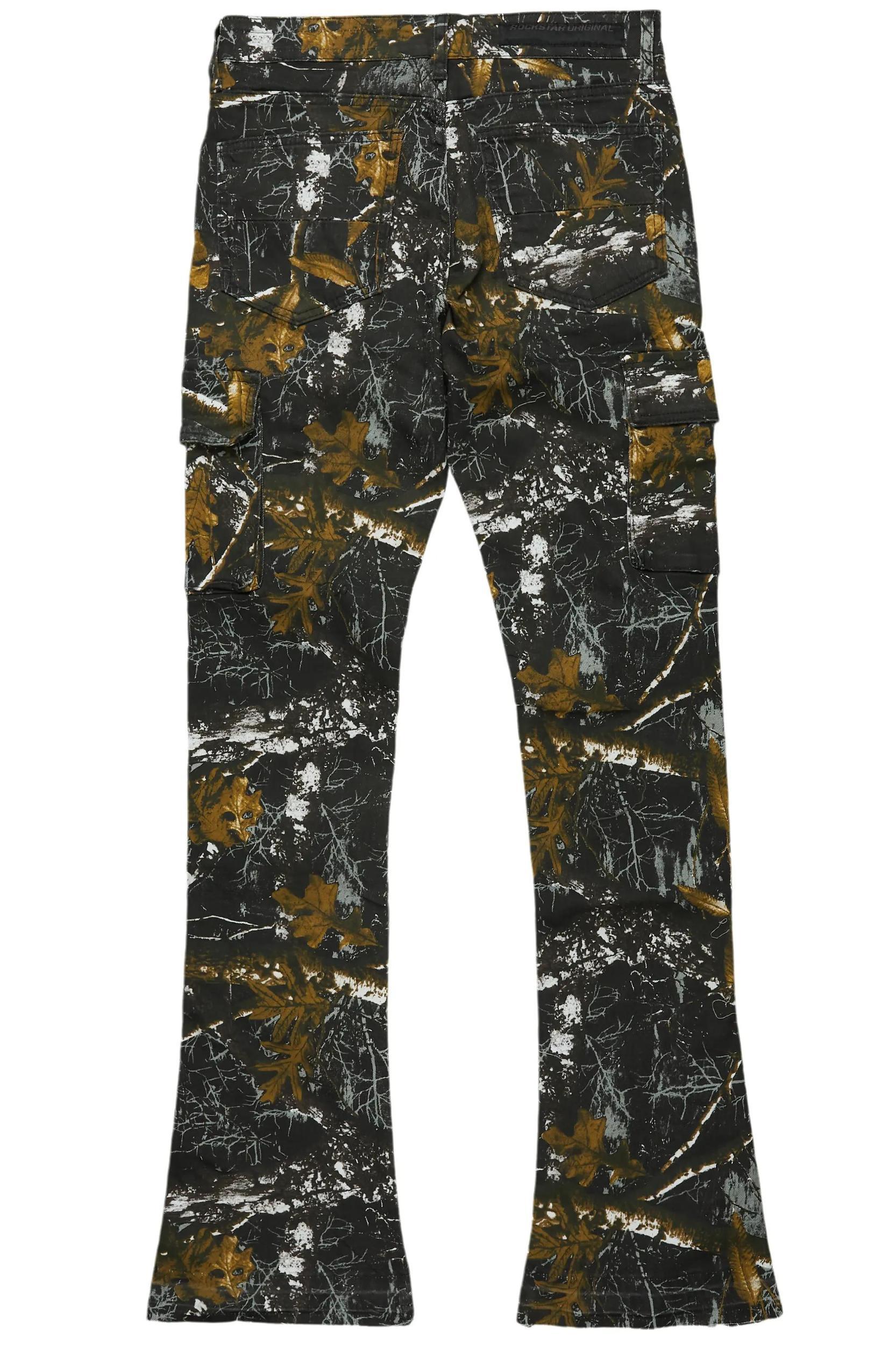 Waage Black Tree Camo Cargo Stacked Flare Jean Male Product Image