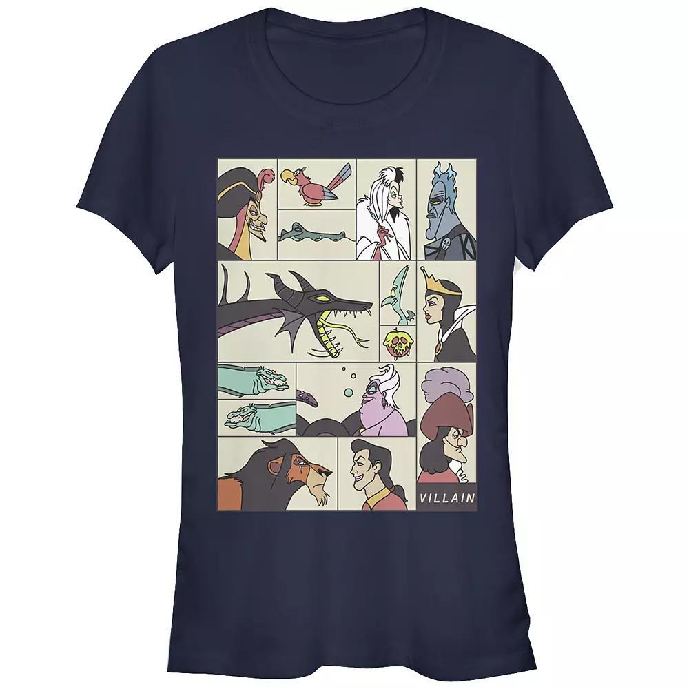 Disney Villains Square Portrait Profiles Juniors Fitted Graphic Tee, Girls Athletic Grey Product Image