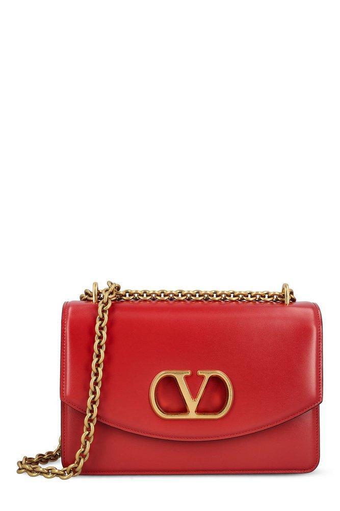 VALENTINO GARAVANI Valentino Vain Logo Plaque Shoulder Bag In Red Product Image