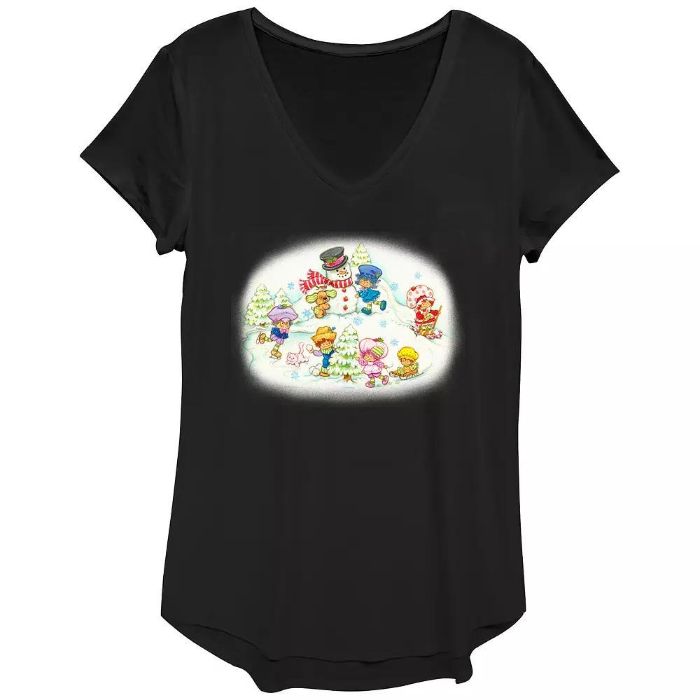 Women's Strawberry Shortcake Winter Fun Graphic Tee, Size: XS, Black Product Image
