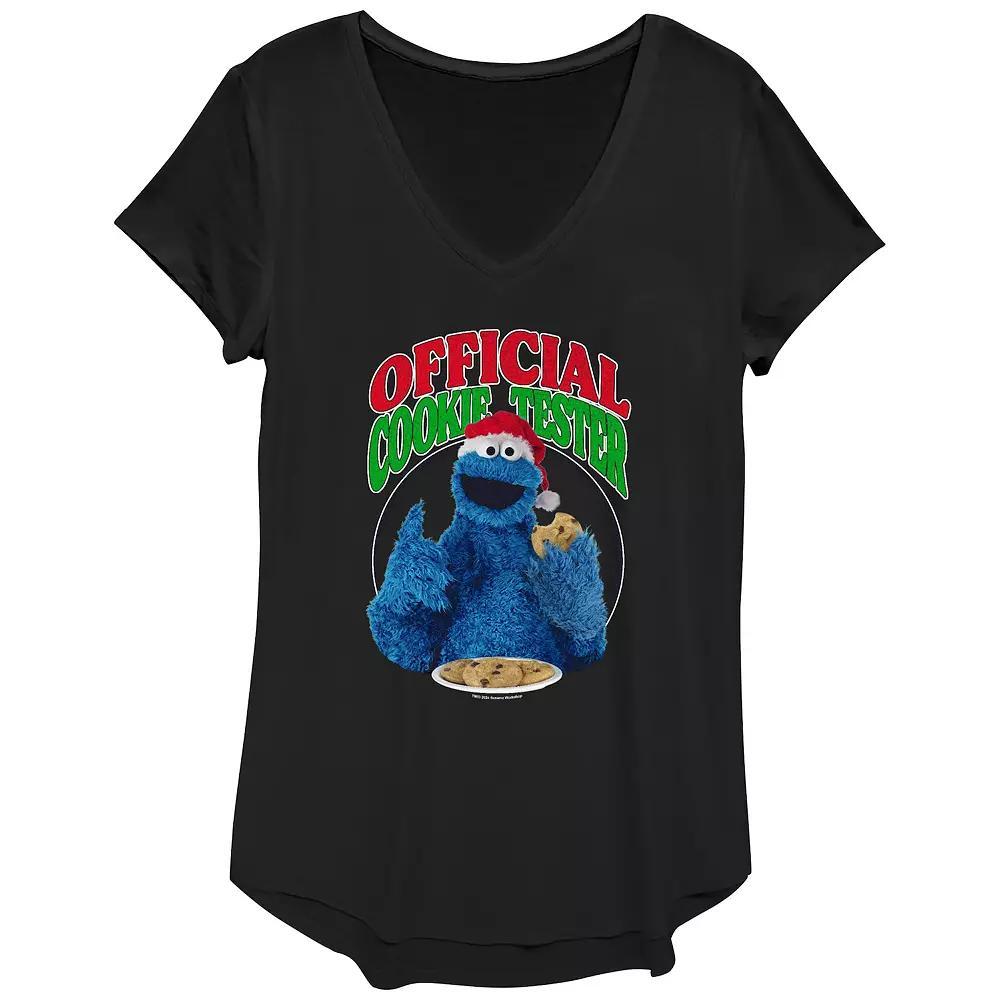 Women's PBS Kids Sesame Street Cookie Monster Official Christmas Cookie Tester Graphic Tee, Size: XS, Black Product Image