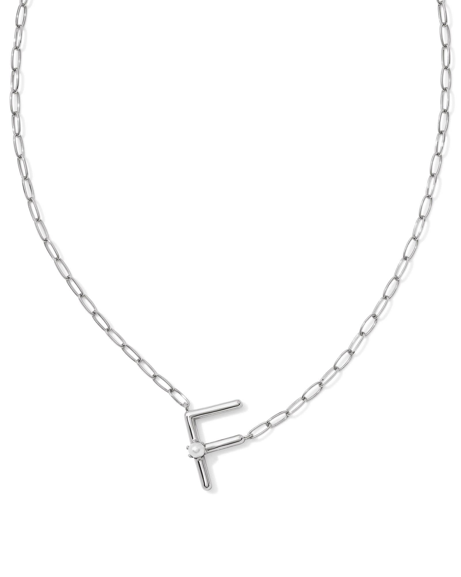 Pearl Silver Letter X Short Pendant Necklace in Freshwater Cultured Pearl Product Image
