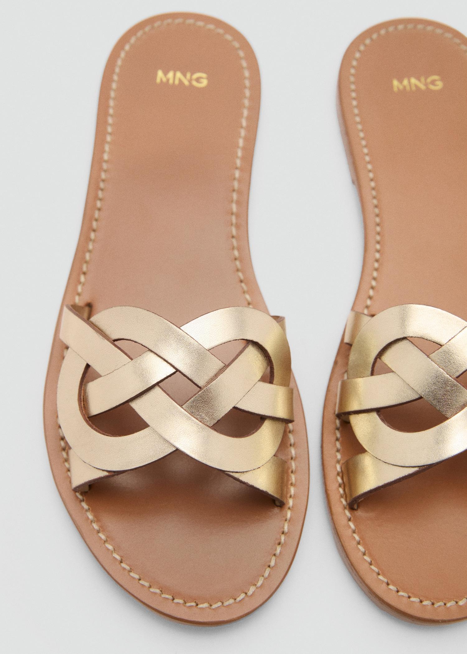 Leather sandals with intertwined strap - Women | MANGO USA Product Image