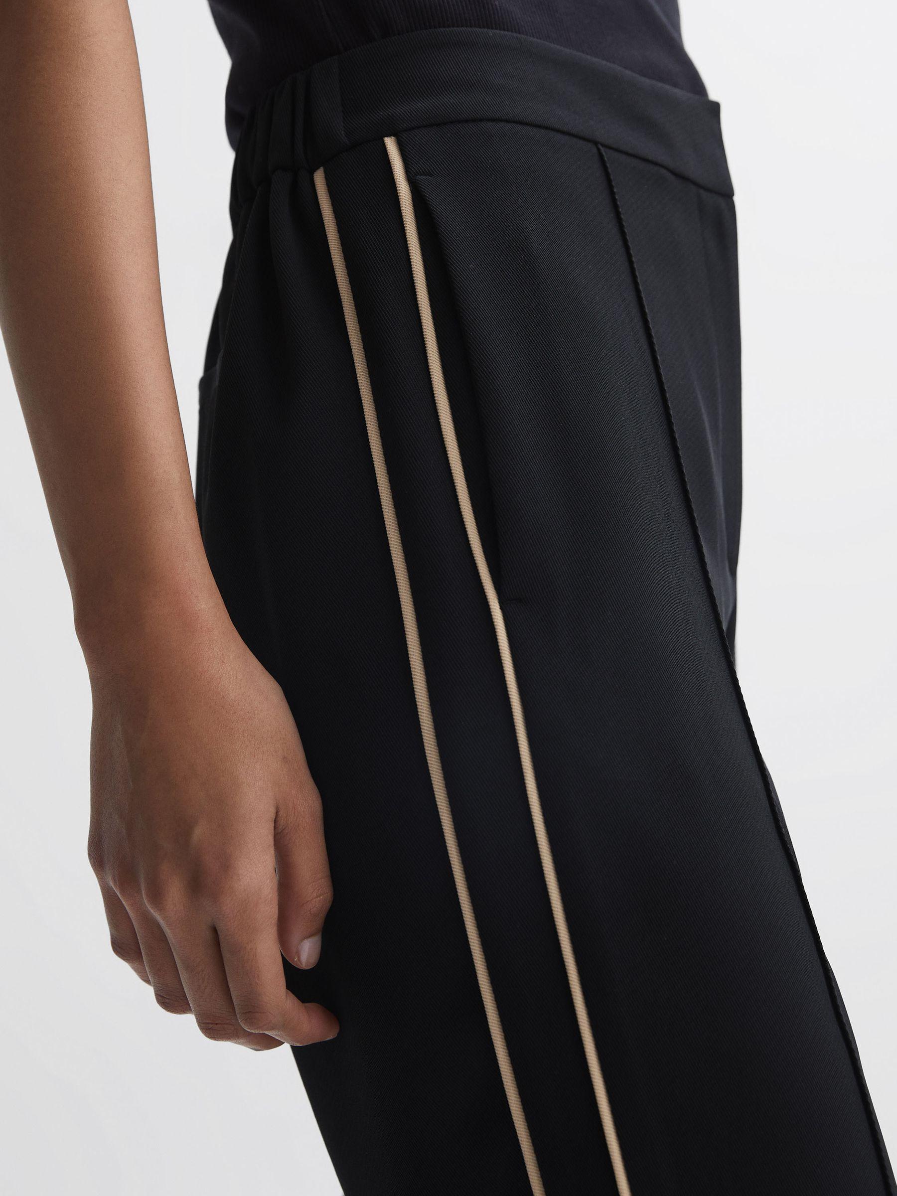 Tapered Fit Side Stripe Trousers in Black Product Image