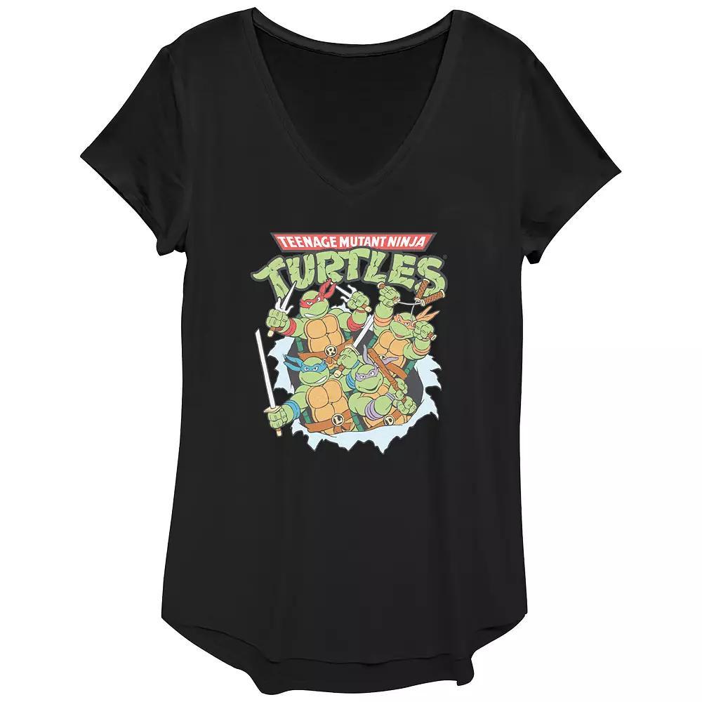 Women's Nickelodeon Teenage Mutant Ninja Turtles Classic Tear Graphic Tee, Girl's, Size: Medium, Black Product Image