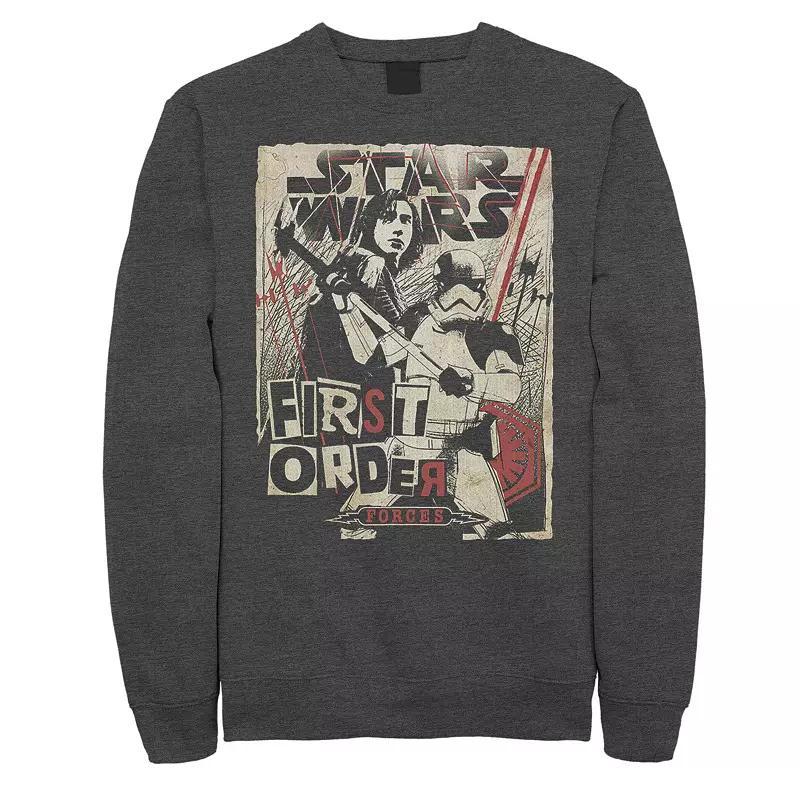 Men's Star Wars Last Jedi First Order Cutout Poster Sweatshirt, Size: Medium, Grey Heather Product Image