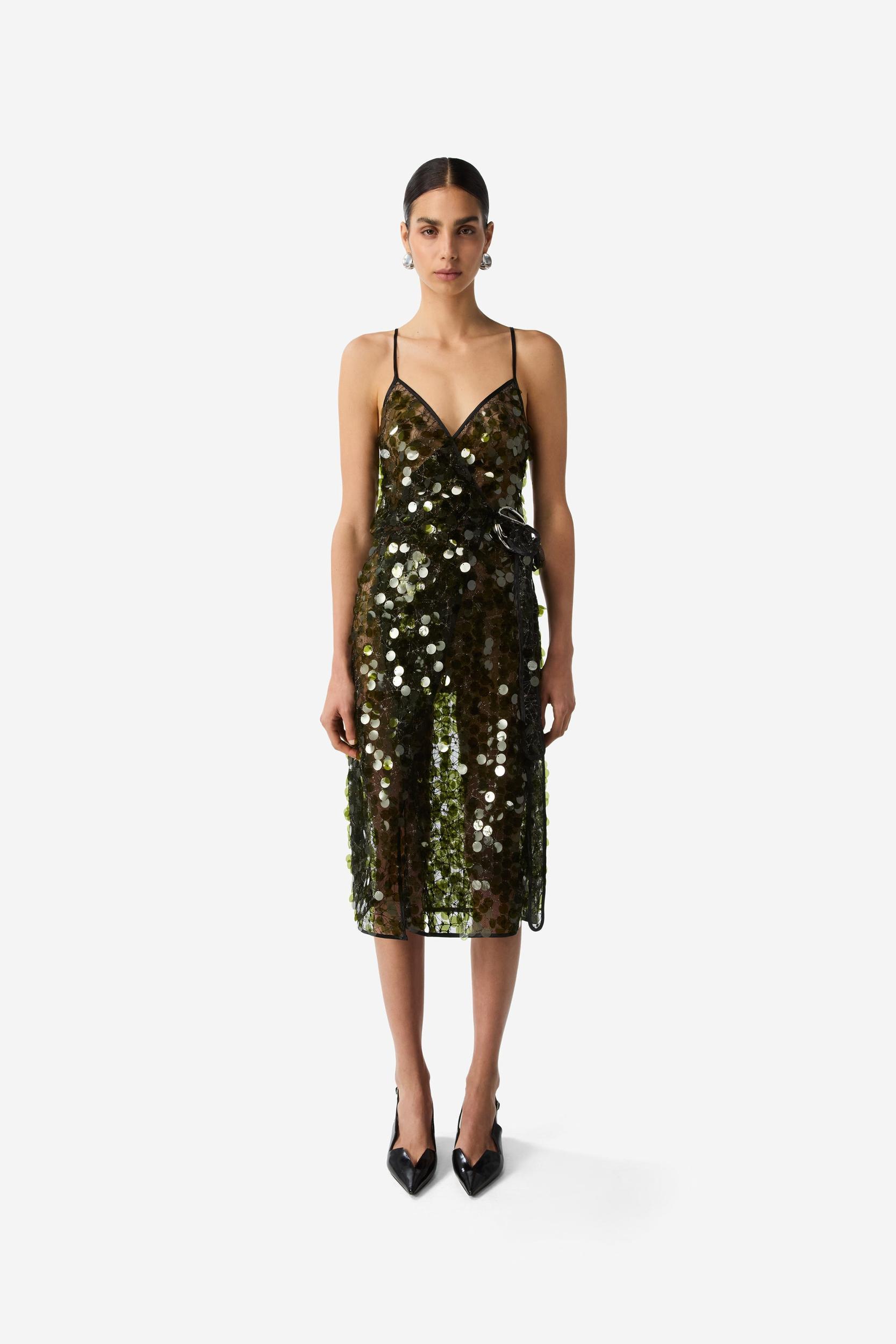 C-Logo Sequin Wrap Slip Dress Product Image