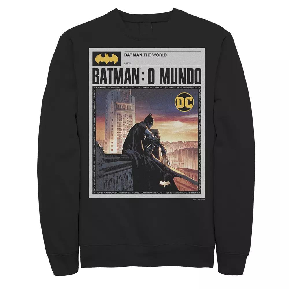 Men's Batman: The World Mexico News Poster Sweatshirt, Boy's, Size: Large, Black Product Image