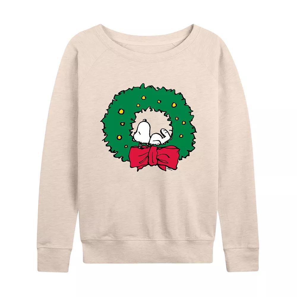 Womens Peanuts Snoopy Wreath French Terry Long Sleeve Tee Product Image