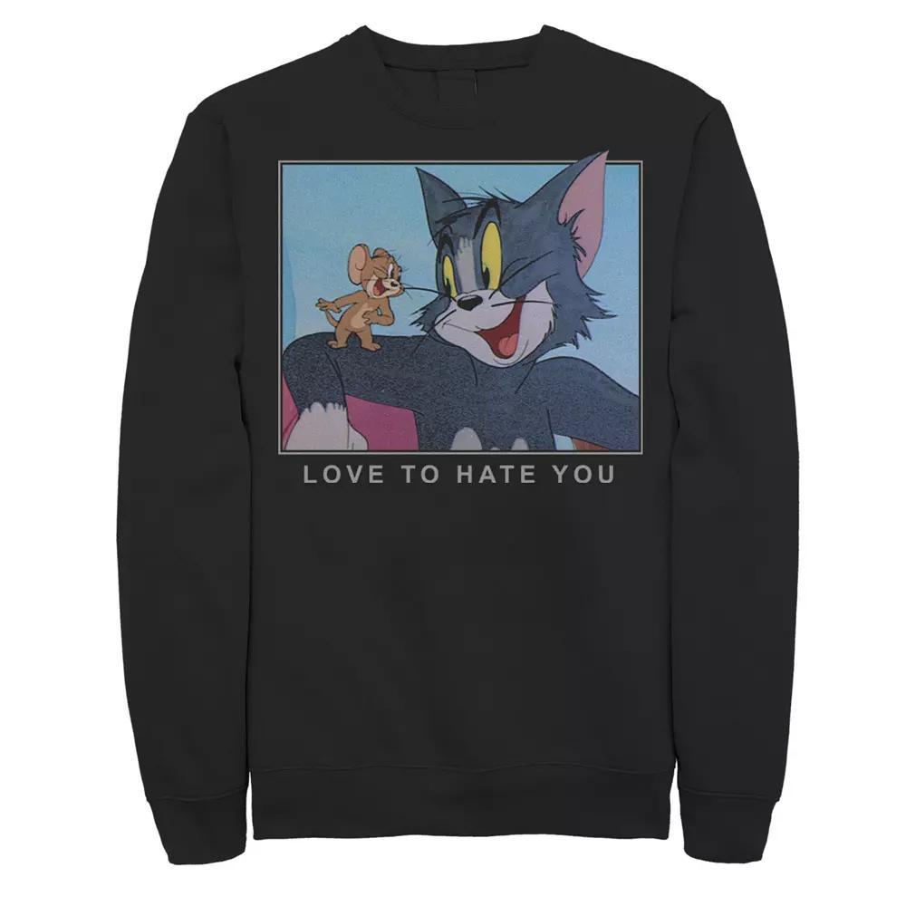 Mens Tom And Jerry Love To Hate You Portrait Sweatshirt, Men's, Size: Large, Black Product Image