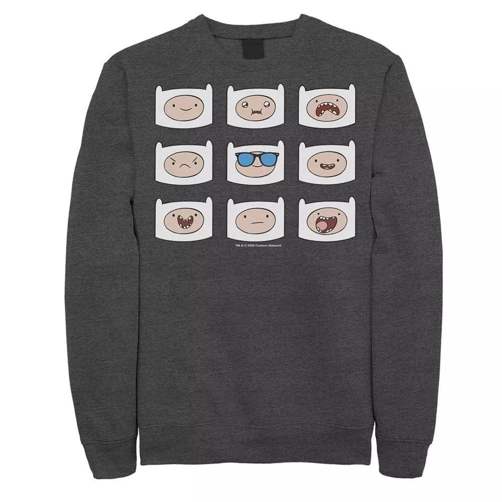 Men's Adventure Time Finn's Many Faces Pullover Sweatshirt, Size: Medium, Blue Product Image