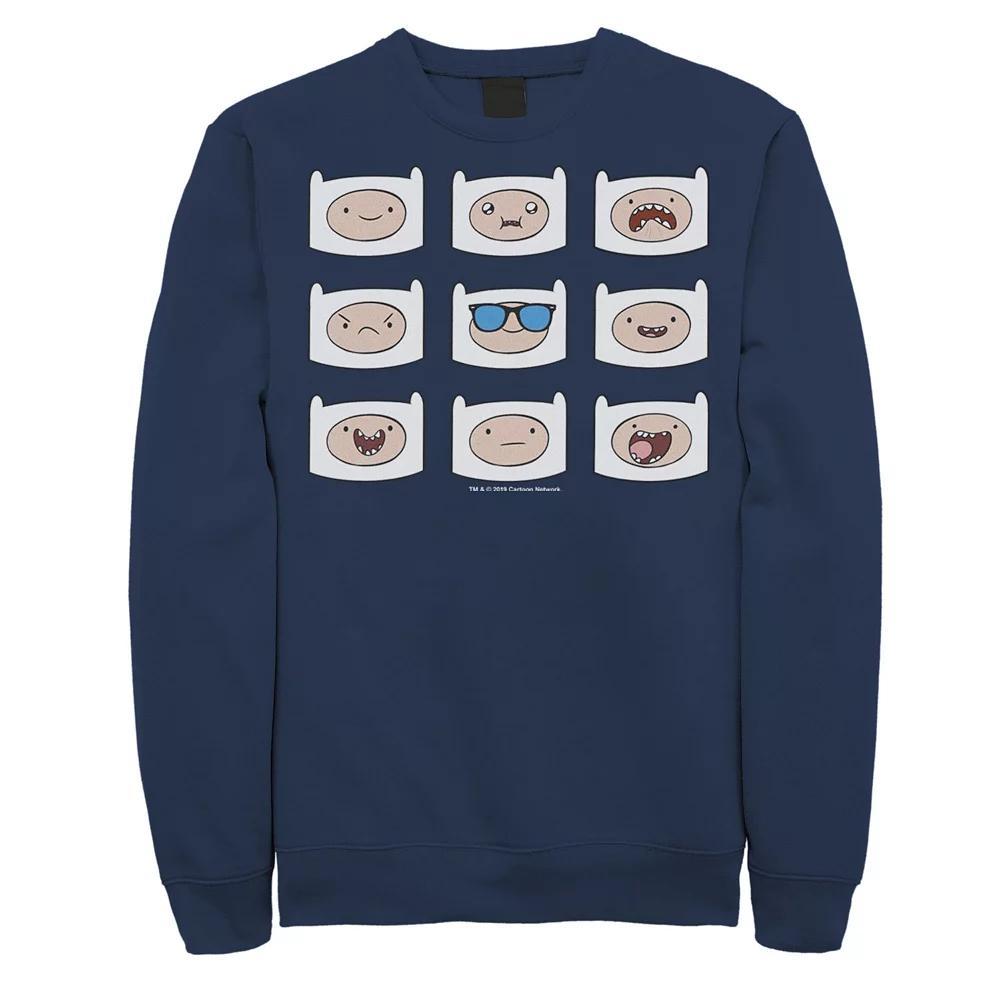 Men's Adventure Time Finn's Many Faces Pullover Sweatshirt, Size: Medium, Blue Product Image