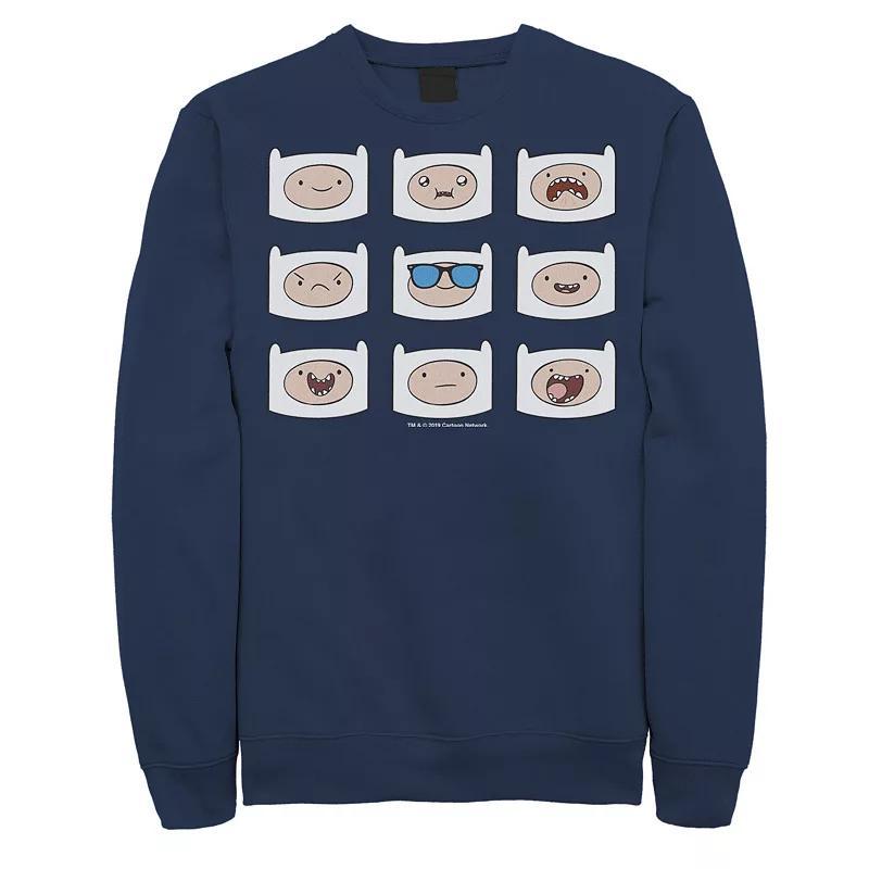Men's Adventure Time Finn's Many Faces Pullover Sweatshirt, Size: Medium, Blue Product Image