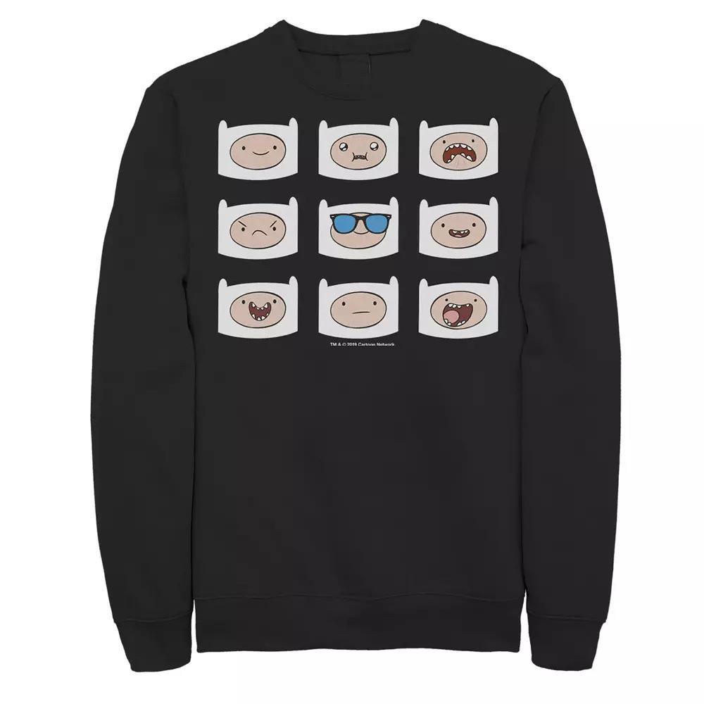 Men's Adventure Time Finn's Many Faces Pullover Sweatshirt, Size: Medium, Blue Product Image