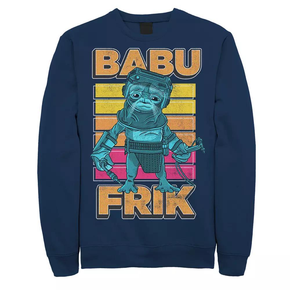 Men's Star Wars The Rise Of Skywalker Babu Frik Pop Art Portrait Sweatshirt, Size: Small, Blue Product Image