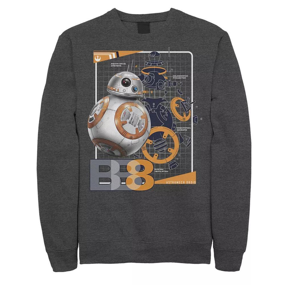 Men's Star Wars Last Jedi BB-8 Astromech Schematic Sweatshirt, Size: Small, Grey Heather Product Image