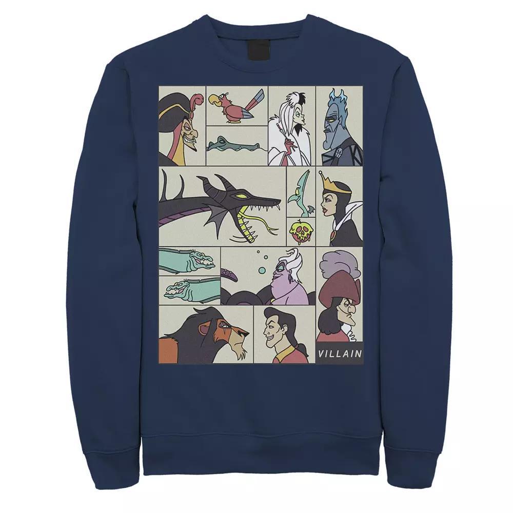 Disney Villains Men's Comic Style Portrait Panels Sweatshirt, Size: Large, Blue Product Image