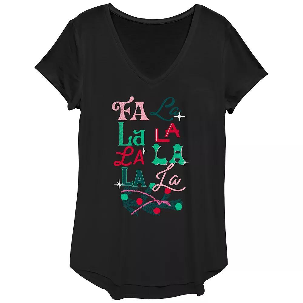Women's Christmas Fa La La Graphic Tee, Size: Large, Black Product Image