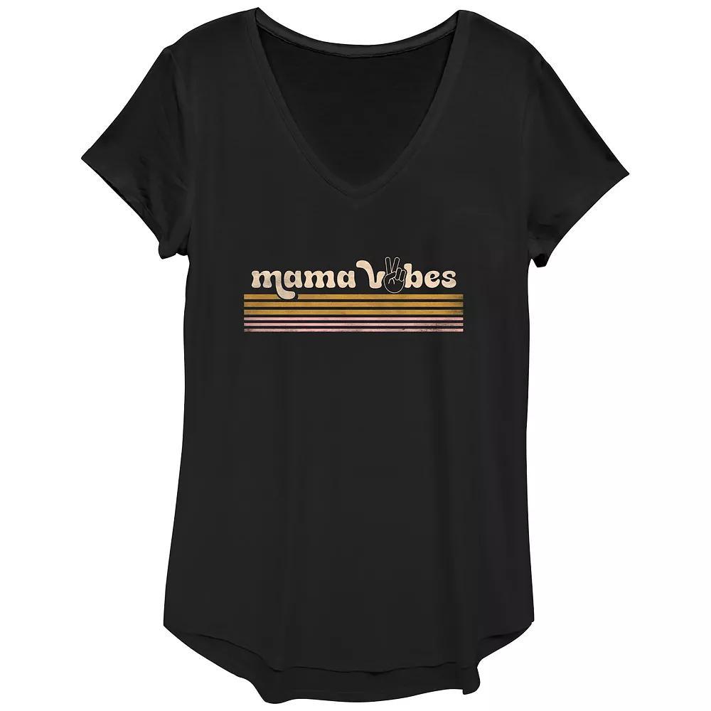 Womens Mama Vibes V-Neck Graphic Tee Product Image