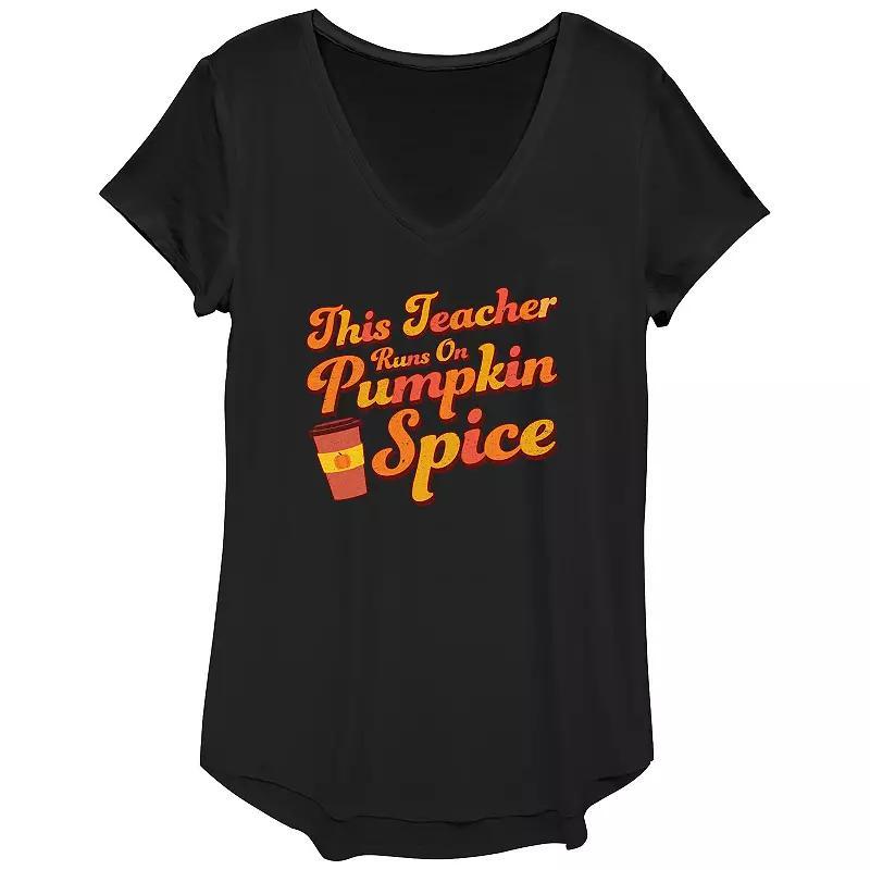 Women's This Teacher Runs On Pumpkin Spice Graphic Tee, Size: XS, Black Product Image