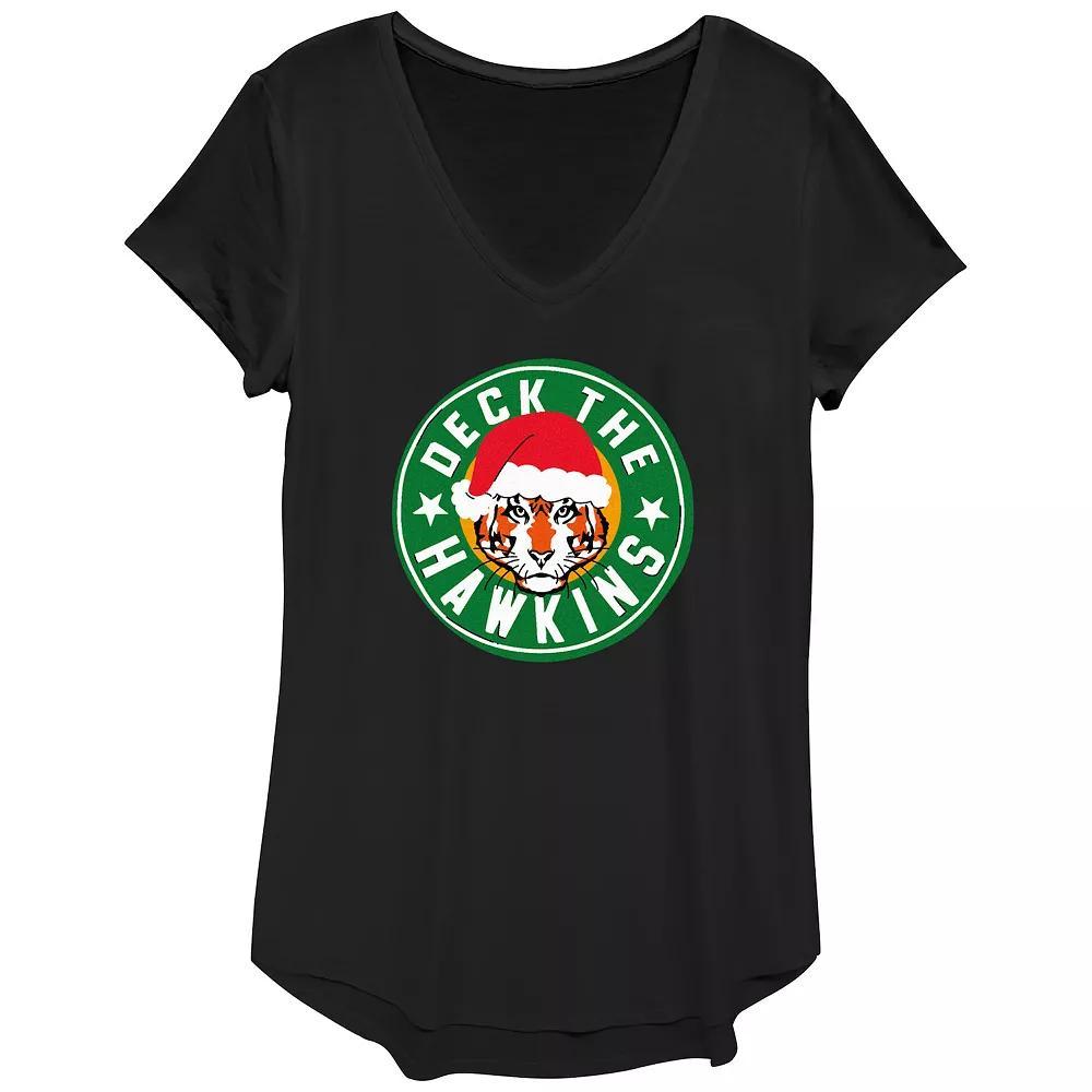 Women's Stranger Things Deck The Hawkins Graphic Tee, Size: XS, Black Product Image