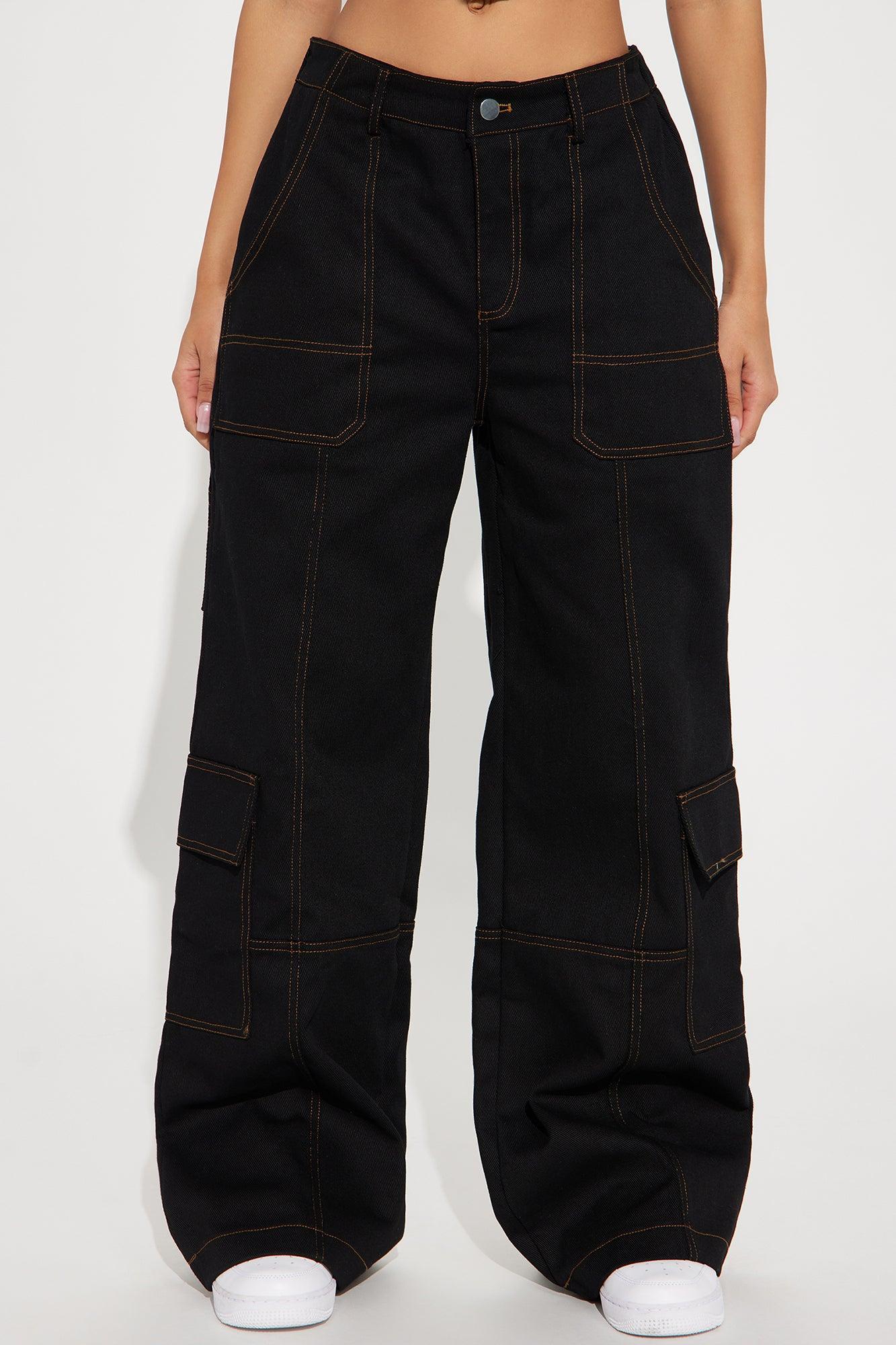 Junie Wide Leg Cargo Pant - Black Product Image