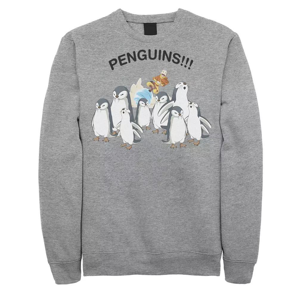 Men's Nickelodeon Avatar The Last Airbender Aang And Penguins!! Portrait Sweatshirt, Boy's, Size: Large, Athletic Grey Product Image