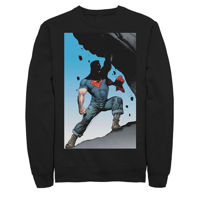 Mens DC Comics Superman Power Lift Comic Poster Sweatshirt Grey Heather Product Image