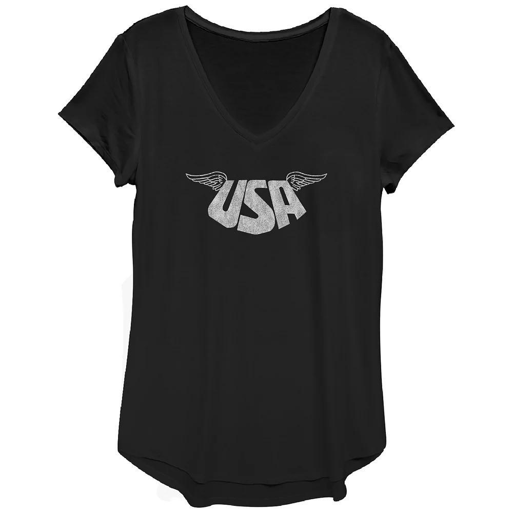 Women's Americana USA With Wings Graphic Tee, Girl's, Size: XS, Black Product Image