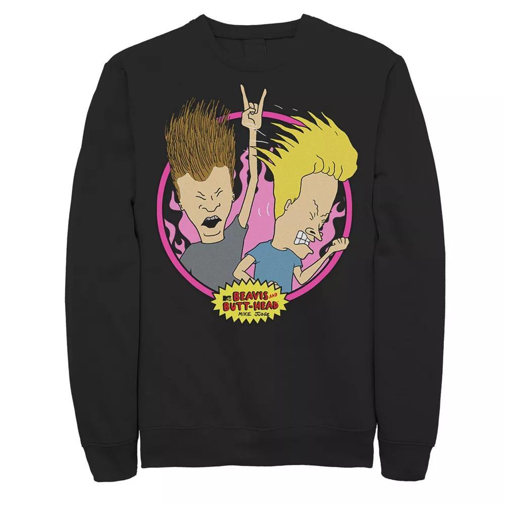 Men's Beavis and Butt-Head Rock and Roll Portrait Sweatshirt, Size: XL, Black Product Image