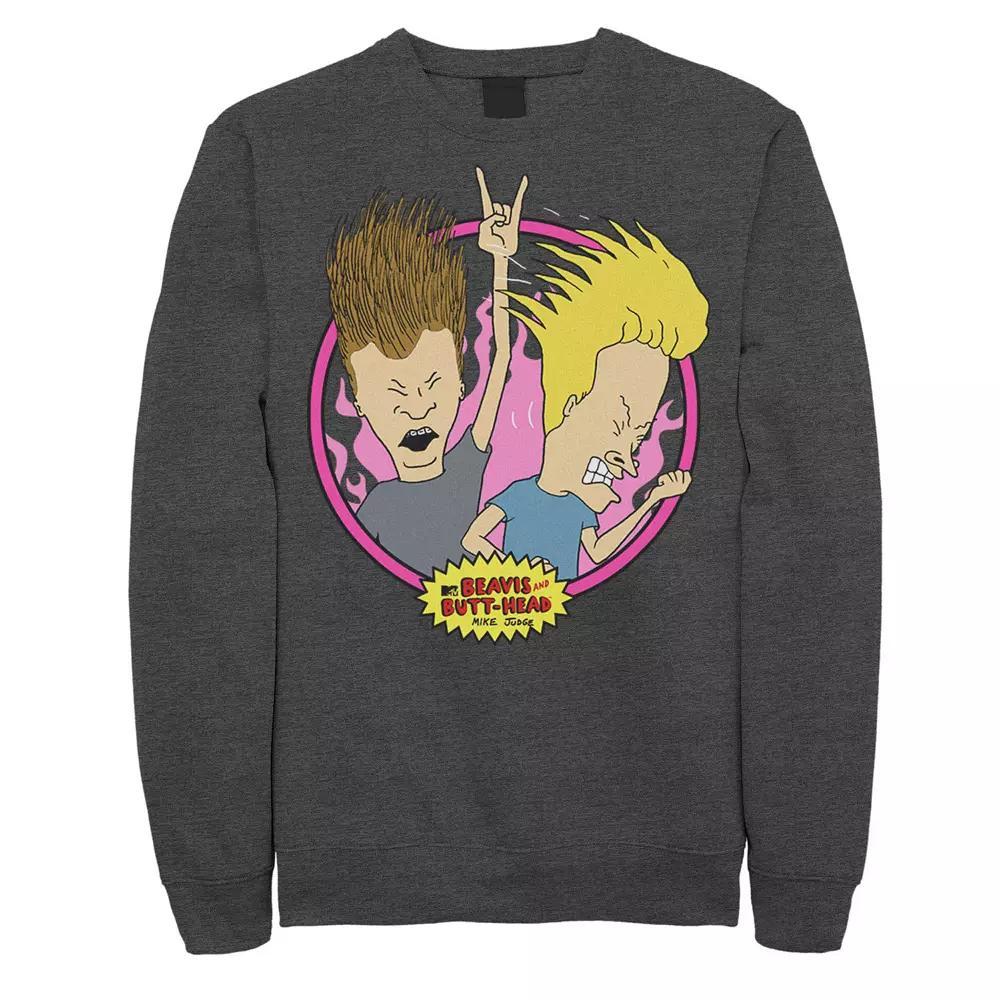Men's Beavis and Butt-Head Rock and Roll Portrait Sweatshirt, Size: XL, Black Product Image